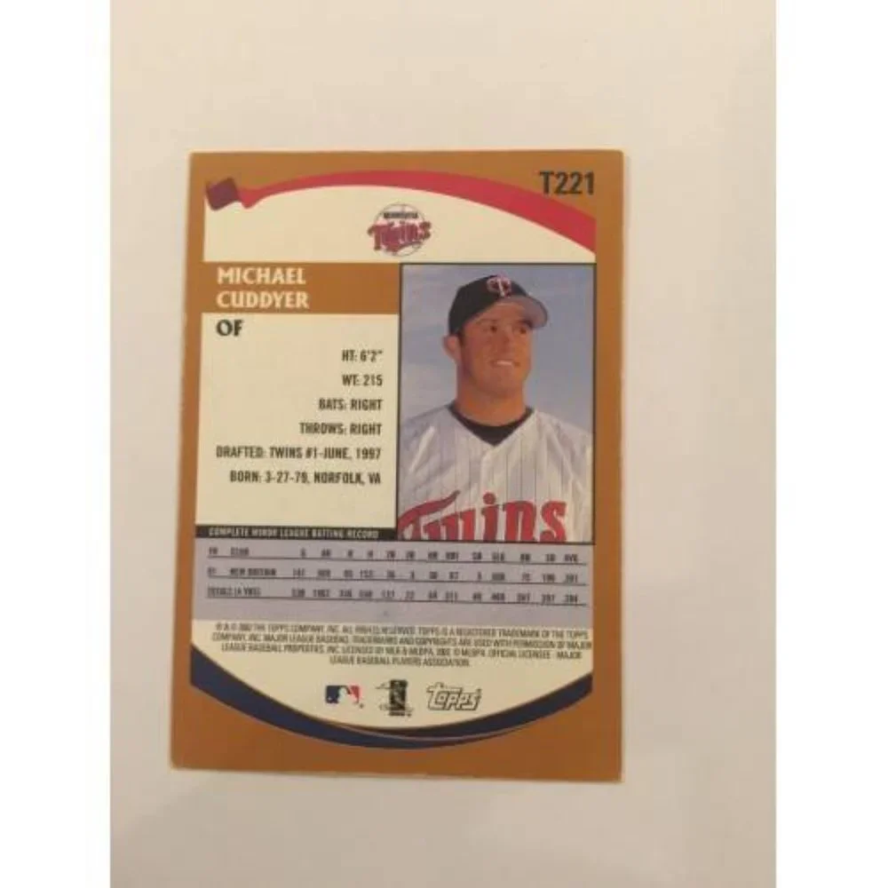 2002 TOPPS TRADED MICHAEL CUDDYER TWINS IP AUTOGRAPH #T221 (019)